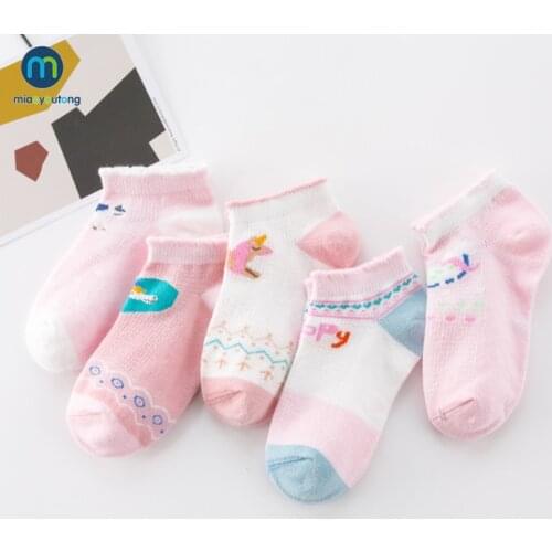 5 Pair/Set Cartoon Unicorn Cotton Mesh Socks For Girls Boys Childrens Thin Sock Baby Newborn Short Ankle Socks Kids Miaoyoutong
