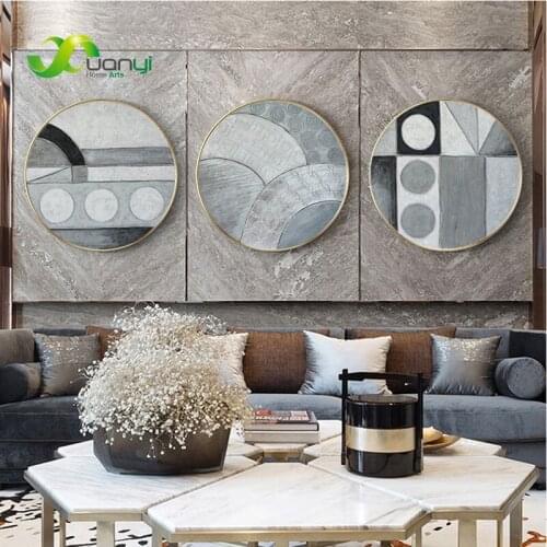 Circular Round Canvas Painting Abstract Circle Wall Art Pictures For Living Room Bedroom Print And Poster Home Decoration Framed