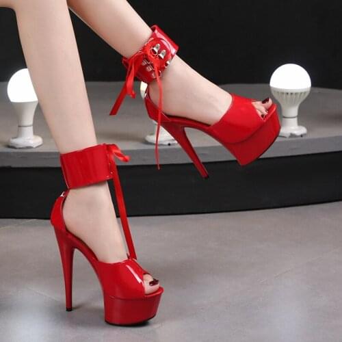 LEOPARD LAND Catwalk Model Shoes Stiletto Sexy Black Waterproof Platform 13CM15cm Hate Day High Heel Sandals Female Summer LFD