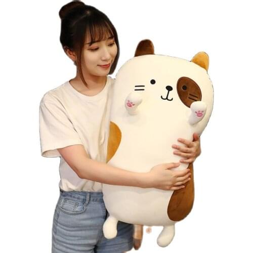 Cute cat pillow peluches soft down cotton padded girl bed cushion kawaii plush coussin couple pillow toys for girls holiday gift