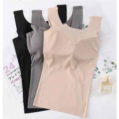 New Padded Bra Tank Top Women Modal Spaghetti Solid Cami Top Vest Female Camisole with Built In Women Bra
