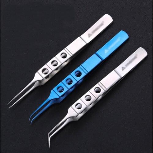 Ophthalmology Microscopic Tweezers Medical Toothed Platform Tweezers Stainless Steel Instruments Double Eyelid Surgery Tools