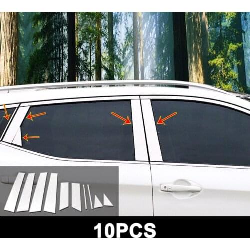10pcs for Nissan Qashqai 2016-2018 B column trim window decorate stainless steel bright bar