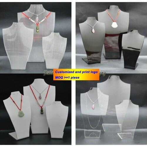 Acrylic 3pcs/Set Jewelry Dislay Props Necklace Display Stand Earring Holder Pendant Rack L Easel Mannequin 4 Colors Available
