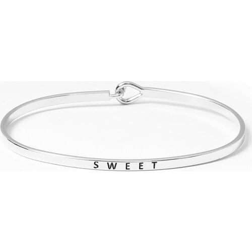 Simple SWEET Letters Bangle Fashion Jewelry Silver Rose Gold Color Cuff Bracelets & Bangles For Women Man Party Lovers' Gift