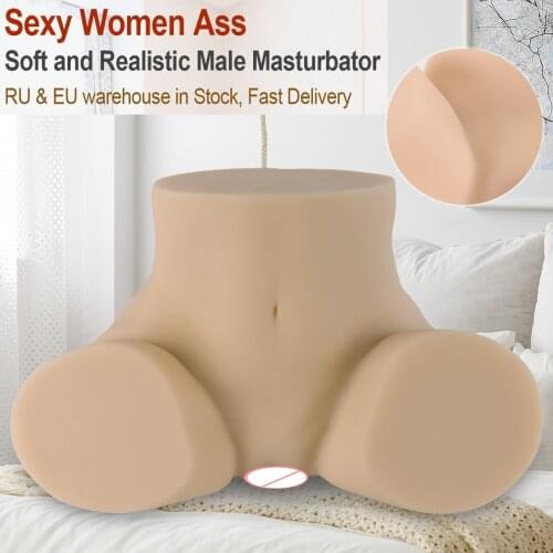 2kg 3D Realistic Big Ass Sex Doll Half Body Real Vagina Strapon Anus Pussy Dual Channel Male Masturbator Cup Sex Toys For Adults