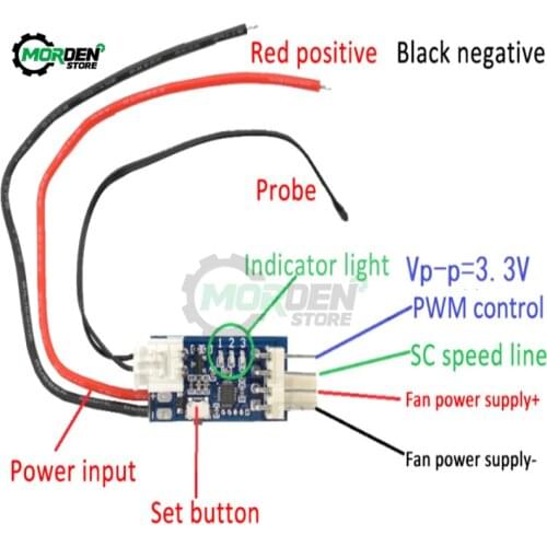 DC 5V 12V 2-4 Wire PWM Fan Temperature Control Speed Controller Governor Regulator 10/40cm Probe for PC Computer CPU Fan Cooler
