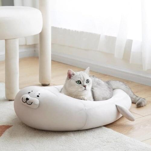 Cat Self Cooling Bed Pet Bed - Sea Dog Shape Kitten Puppy Pets Nest, Home Small Cat Dog Beds for Indoor
