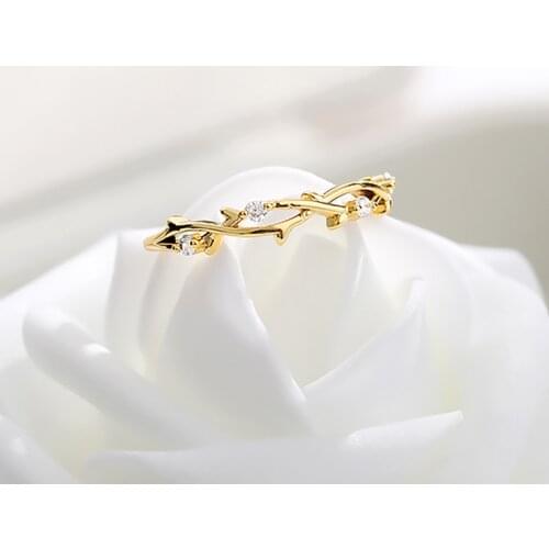 Chic Zircon Branches Wrap Rings Elegant Stainless Steel Finger Rings Rhinestone Rings For Women Dainty Jewelry Gift Bijoux Femme