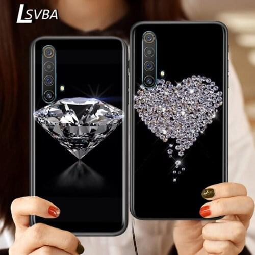 Silicone Cover Luxury Diamond Love For Realme V15 X50 X7 X3 Superzoom Q2 C11 C3 7 7i 6s 6 5 Global Pro 5G Phone Case