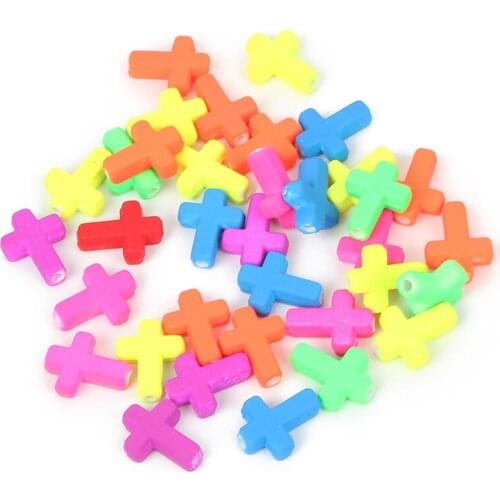 Mixed Cross Rubber Acrylic Beads Charm Loose Spacer Beads For Jewelry Making DIY Needlework Bracelet Accessories