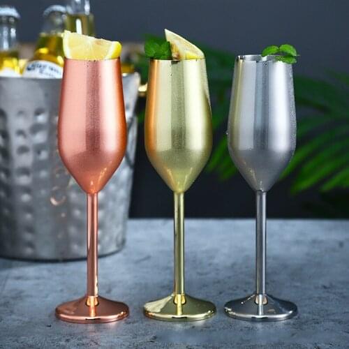 Stainless Steel Champagne Cup Wine Glass Cocktail Glass Creative Metal Wine Glass Bar Restaurant Goblet Rose Gold