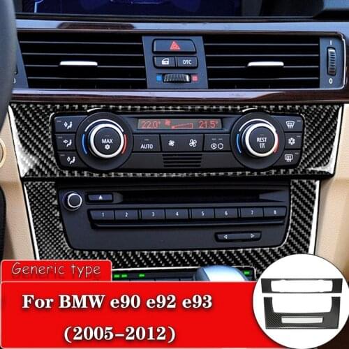 Car styling Carbon Fiber Interior Center console knob platform Frame Trim Sticker For BMW E90 E92 E93 Advanced configuration