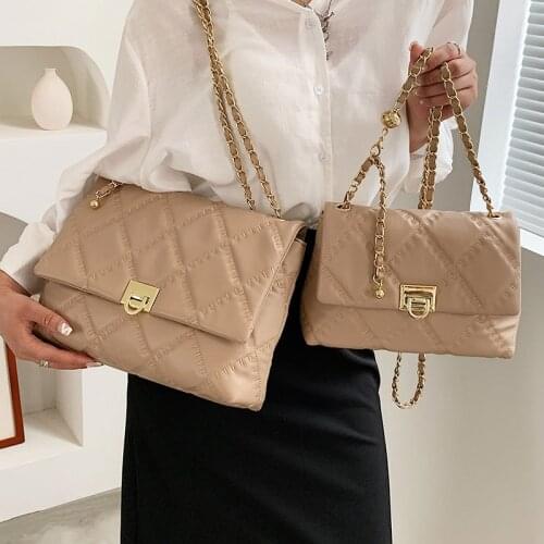 2PCS/SET Chain Crossbody Bags Small Quilted Flap Messenger Bag 2021 Fashion Diamond Female Handbags Diamond Lattice Shoulder Bag