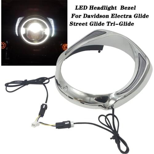Motorcycle LED Headlight Lamp Trim Ring Bezel Fit For Harley Davidson Electra Glide Street Glide Tri-Glide Ultra Limited Low