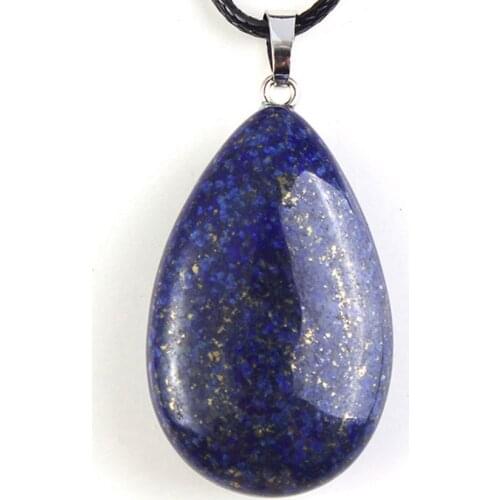 Trendy-beads Summer Style Silver Plated Water Drop Stone Lapis Pendant For Necklace Charms Lapis Lazuli Jewelry