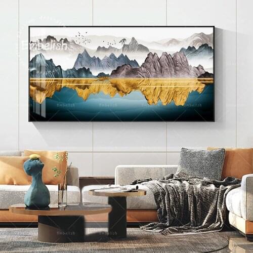 Embelish Abstract Mountains With Birds Landscape HD Canvas Paintings For Living Room Modern Home Decor Picture Wall Art Posters