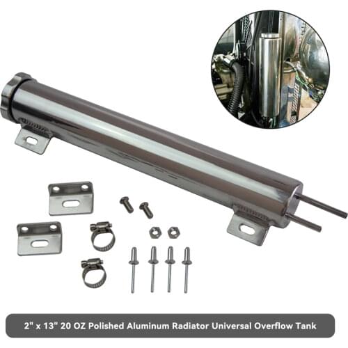 2" x 13" 2 x 13 Aluminum Radiator Overflow Tank Catch Can Universal Reservoir