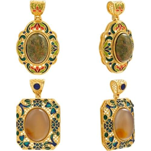 ZHUKOU Elegant Retro Necklace Pendant for Women Gold pendants DIY Handmade Necklace Jewelry making Accessories Wholesale VD940