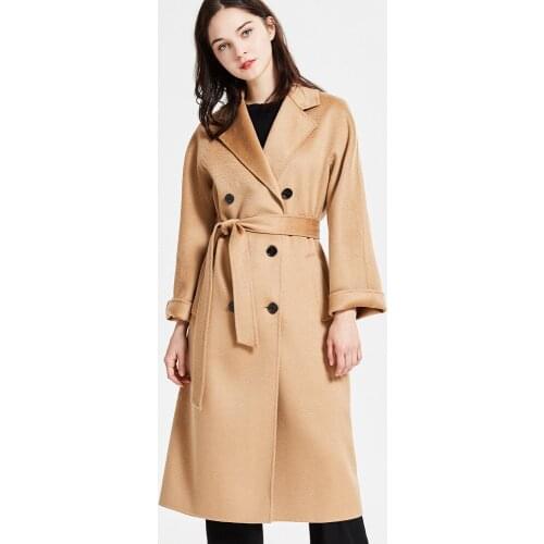 Loose and Comfortable Wool Coat Classic Double Side Cashmere Water Ripple European and American Cashmere Overcoat Womens 7223