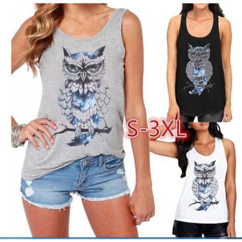 2021 The New Female Owl Printed top Women Vest Fashion Couple Shirt Plus Size shirt ladies Cute owl print vest S-3XL