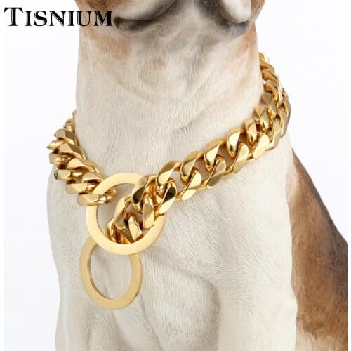 Gold dog collar Sturdy and stylish stainless steel Chain Pet choker supplies Labrador retriever German shepherd golden retriever