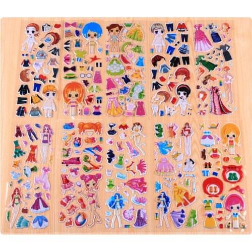 10 Sheets Cartoon Cute Girl Boy Cosplay DIY Stickers For Kids Bubble Stationery Sticker Funny Office School Supplies
