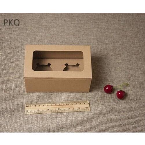 20Pcs/Lot Two Case White brown Kraft Paper Cupcake Box Cake Box With Window Wedding Party Favor Box Cake Packaging Muffin boxes
