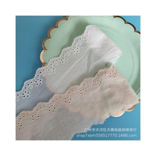 3 Yards Cotton Cloth Lace Trim for DIY Crafts Costume Sewing Accessories White Apricot Cotton Lace Fabric 6.6cm Width