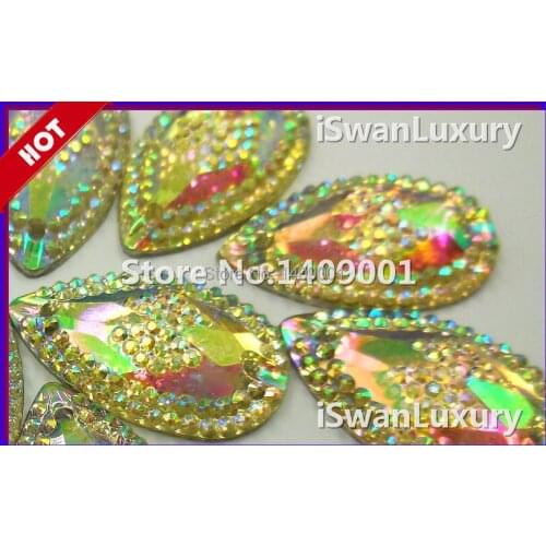 Amazing AB Color Drop Charms Loose Beads Crystals 16x27mm 50pcs Accessories Beads Stones For Hand Sewing Rhinestones Diy Stones