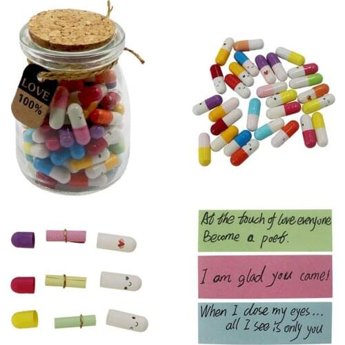 50pcs / Lot Message In Bottle Cute Message Capsule Love Letter Pill Clear Color Mini Wish Bottle Valentine Gift Holiday Gift