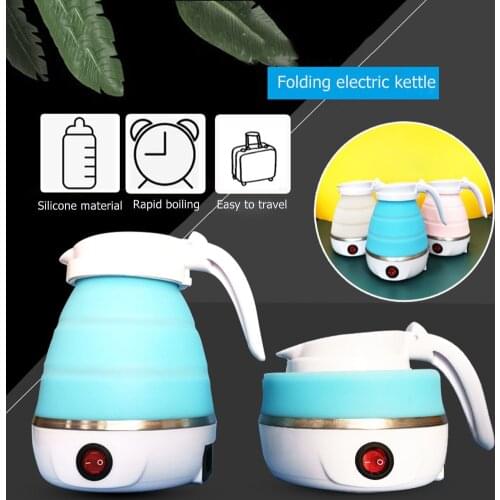 600W Silicone Stainless Steel Portable Boiling Water Tea Pot Foldable Electric Boiler Kettle for Travel Home Use Kitchen Gadgets