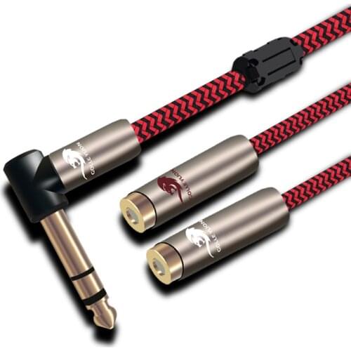 Audio Cable Angled Stereo 6.35mm 1/4 Inch TRS to Dual RCA Female Amplifier Mixing Console 6.35 to 2RCA Cable Hifi 1M 2M 3M 5M 8M