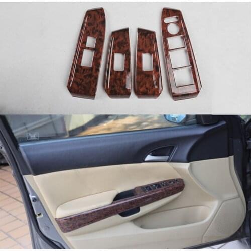 FOR HONDA Accord Crosstour 2008-2012 4pcs Wood grain Window lift panel switch cover trim