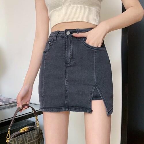 Denim Mini Skirts with Shorts Women Summer High Stretch Jeans Skirts Female High Waist Short Sexy Streetwear Women Clothing S-XL