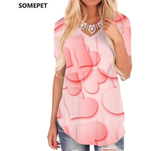 SOMEPET Love T-shirt women Graphics V-neck Tshirt Creativity T-shirts 3d Psychedelic Funny T shirts Womens Clothing Hip hop Cool