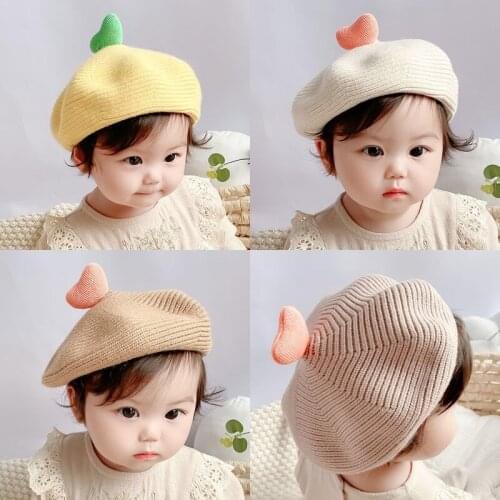 Ins baby hat spring and autumn baby girl knitted beret infant painter cap cute super cute western style autumn and winter