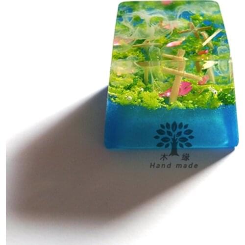 1 piece Handmade Resin Key Cap Mechanical Keyboard Keycap Manual Customized Backlit Cap R4 Height