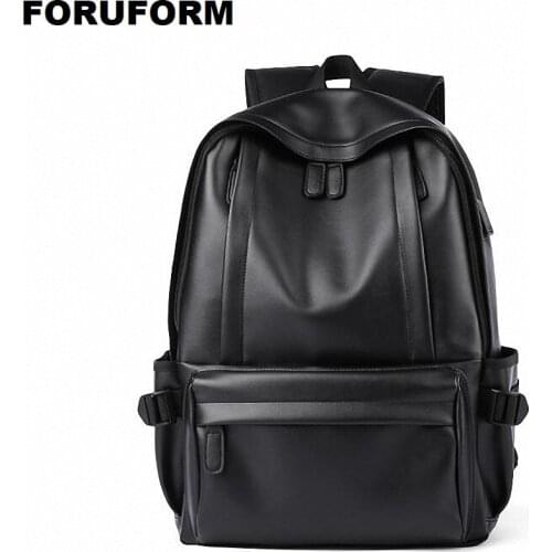 Bookbags Men Backpack Leather Male Functional bags Men Waterproof backpack PU USB Charging Men Bag School Bags mochila LI-2398