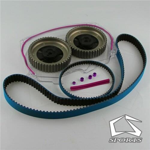 Timing Belt Cover+Cam Pulley w/ Belt Fit For Lancer Evolution 4G63 EVO 4 5 6 7 8 BK/RD