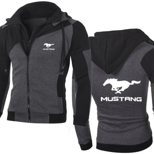 Jacket Men Mustang Car Logo Sweatshirt Hoody Spring Autumn Fleece Cotton Zipper Hoodies Fashion HipHop Harajuku Male Clothing E