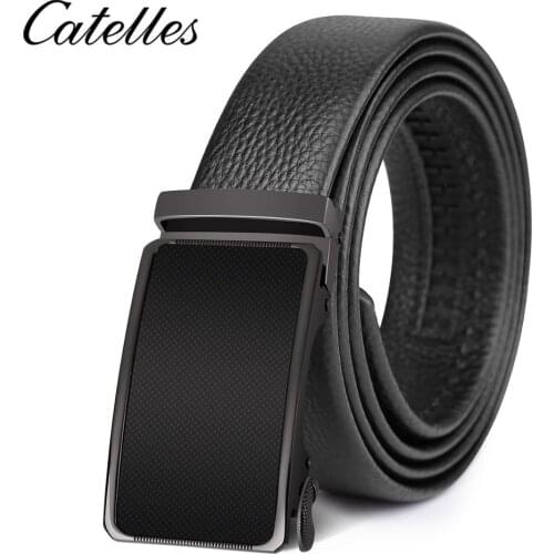 Catelles Cow Leather Men Belts Automatic Ratchet Buckle Fashion Luxury Dress belts for men Waist