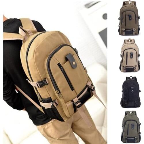 Mens Canvas Backpack Large-capacity Schoolbag Explosion Solid Color Rucksacks Fashion Casual Travel Sport Bag Backpack