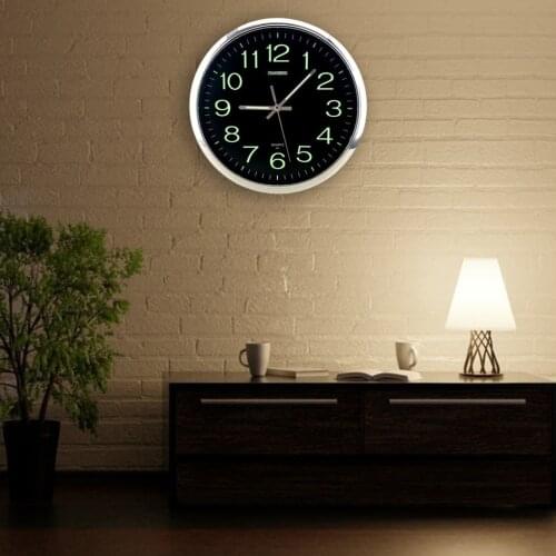 12 Inch Glowing Wall Clock, Non-ticking Night Light Wall Clock Battery Operated, Glowing in The Dark Wall Clock for Bedroom