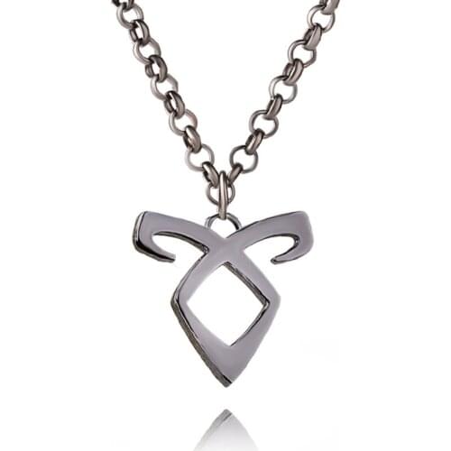 Free Shipping 20pcs/lot Movie The Mortal Instruments Necklace City of Bones Necklace Black Plated Chain Necklace Size 2.5*2.5cm