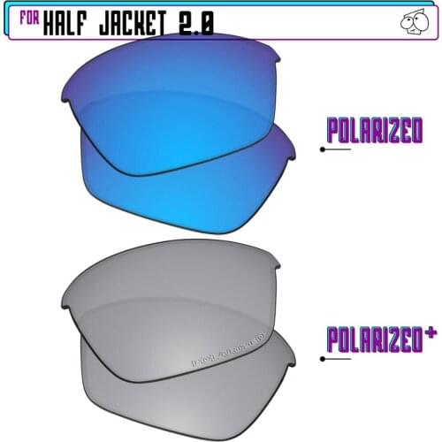 EZReplace Polarized Replacement Lenses for - Oakley Half Jacket 2.0 Sunglasses - Silver P Plus-Blue P