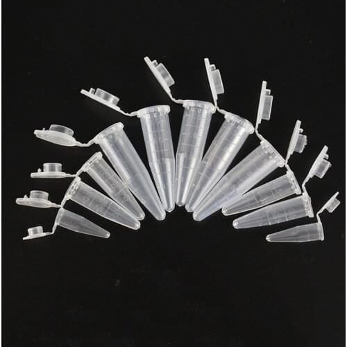 100PCS 0.2ml/0.5ml/1.5ml Clear Micro Plastic Test Tube Centrifuge Vial Snap Cap Laboratory centrifuge tube
