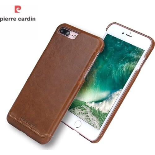 Pierre Cardin Luxury Genuine leather case for iPhone 7 Plus 8 Plus Coque,Ultra thin Hard Back cover for iPhone 7 Plus 8 Plus