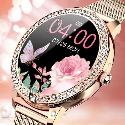 Stylish Womens Smartwatch IP68 Waterproof Wristwatch Smart Watch Heart Rate Fitness Tracker for For iPhone Android Samsung IOS