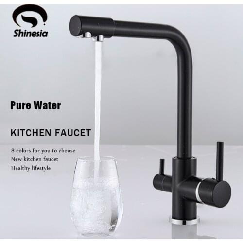Shinesia Black Dots Pure Water Kitchen Sink Faucet Swivel Spout Purification Mixer Tap With Purified Water outlet